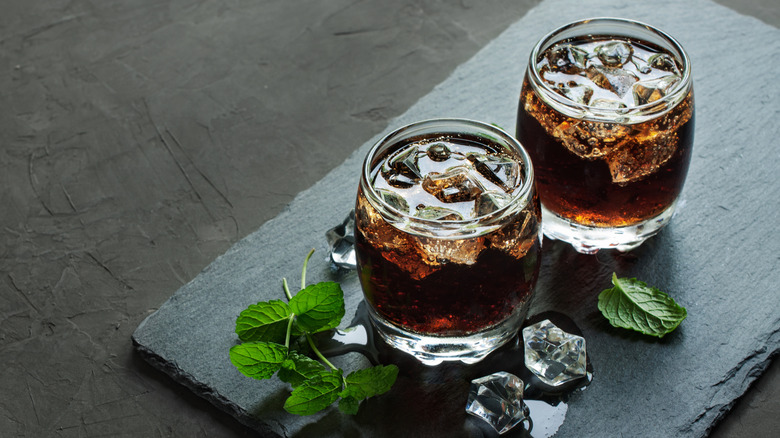 Whiskey and coke in glasses