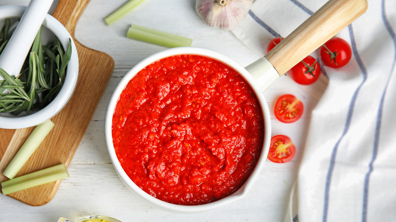 Pot of tomato sauce