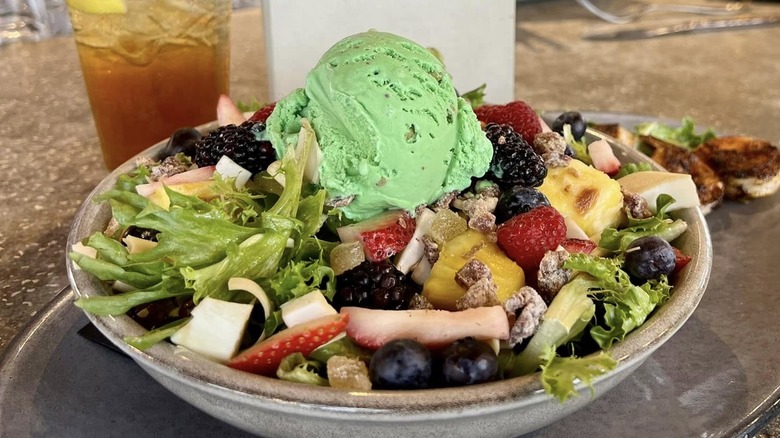 photo of salad with dessert