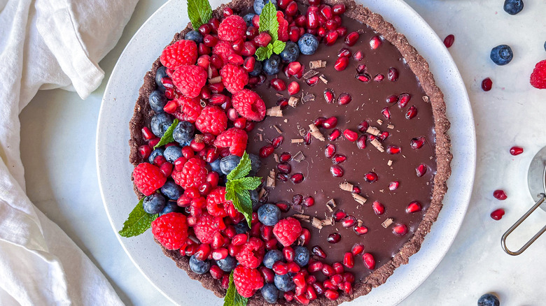 gluten free chocolate pomegranate tart
