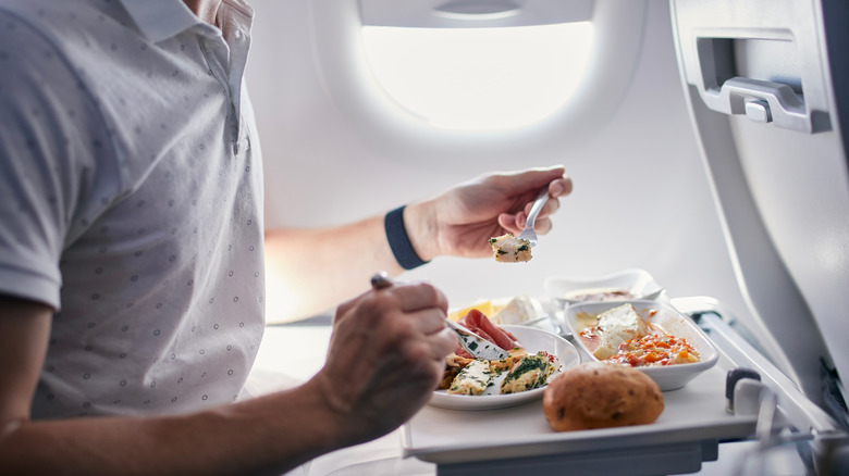 eating airplane food