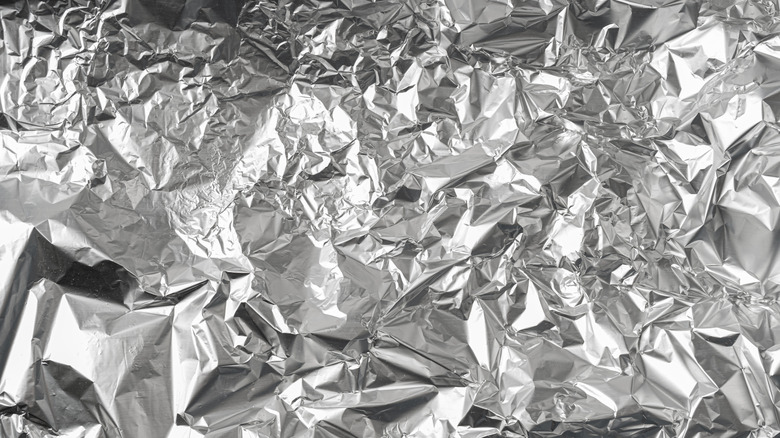 crinkled aluminum foil