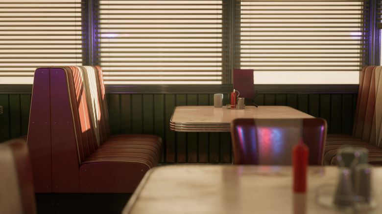 dining booth in a classic American diner