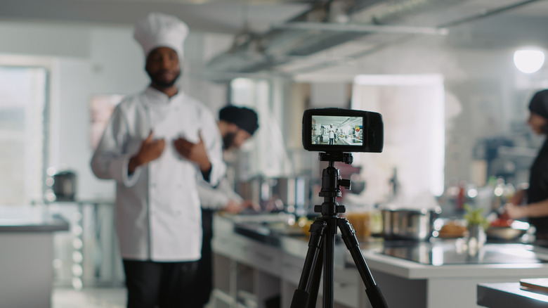 filming food TV show with chefs