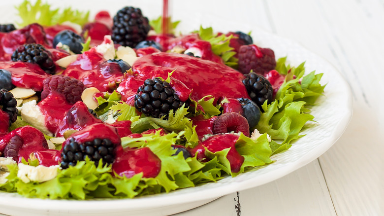 raspberry vinaigrette on salad