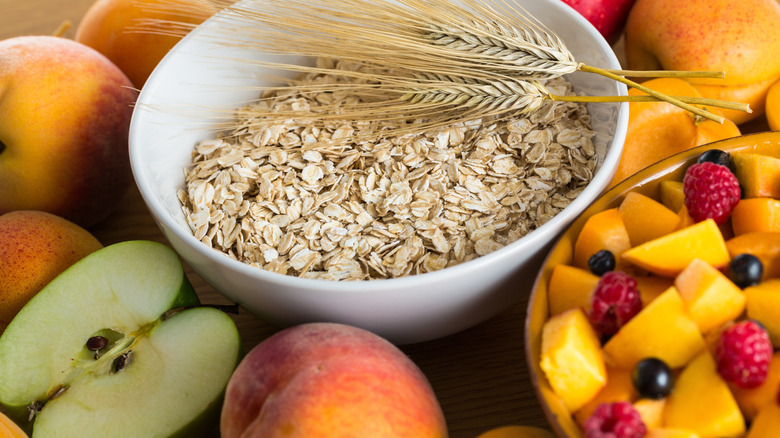 Bowl of oats with fruits