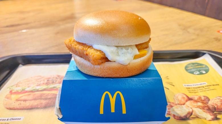 McDonald's Filet-O-Fish sandwich with box
