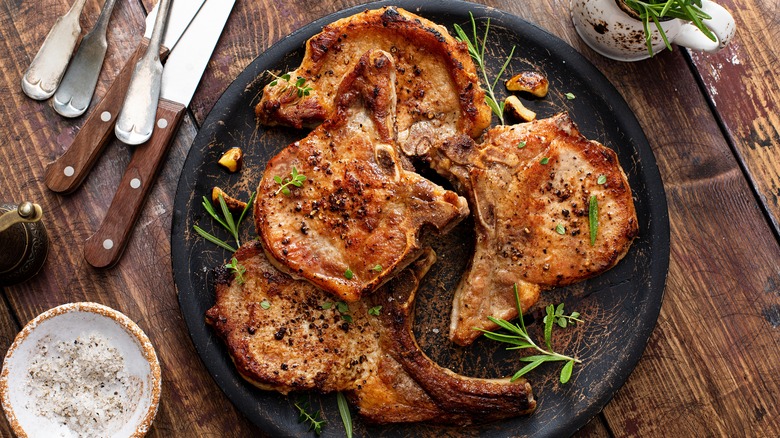 pan-fried pork chops with rosemary