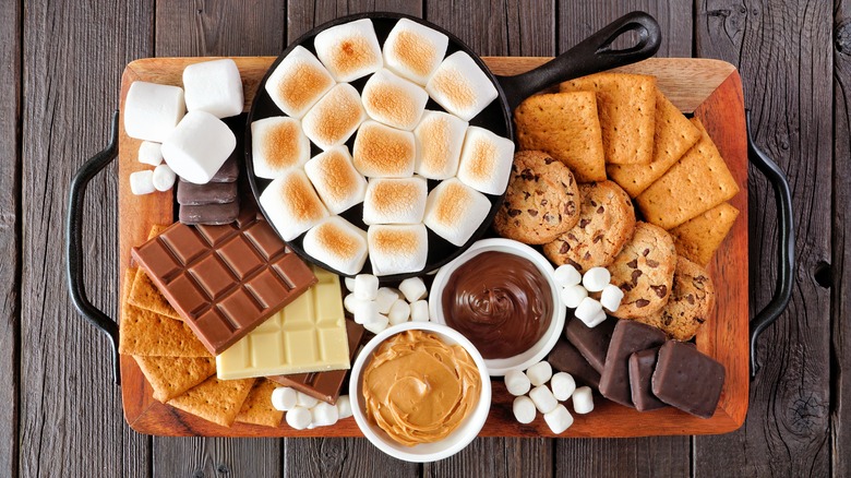 spread of S'mores ingredients