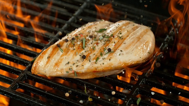 Grilled chicken on open flame