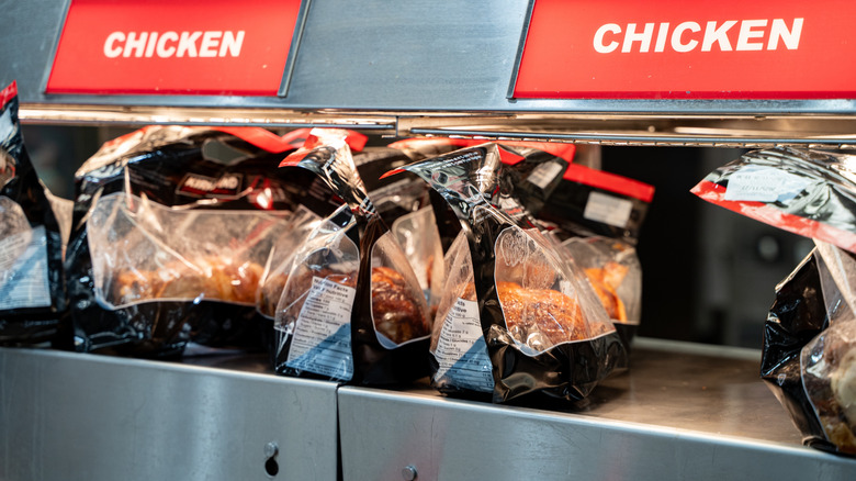 Costco rotisserie chickens on shelf
