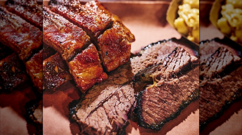 Close-up of ribs and brisket