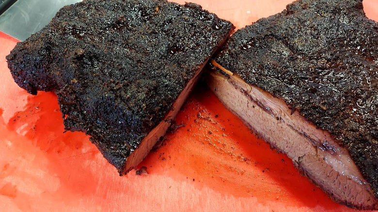 Beef brisket cut in half