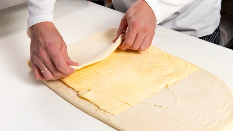 baker making puff pastry