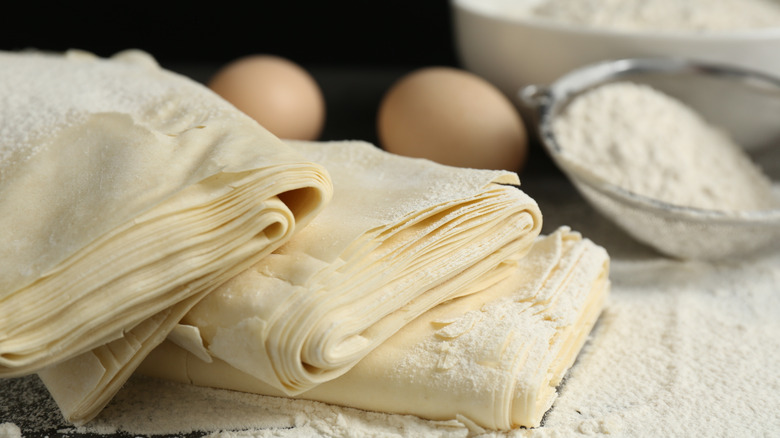 raw puff pastry dough