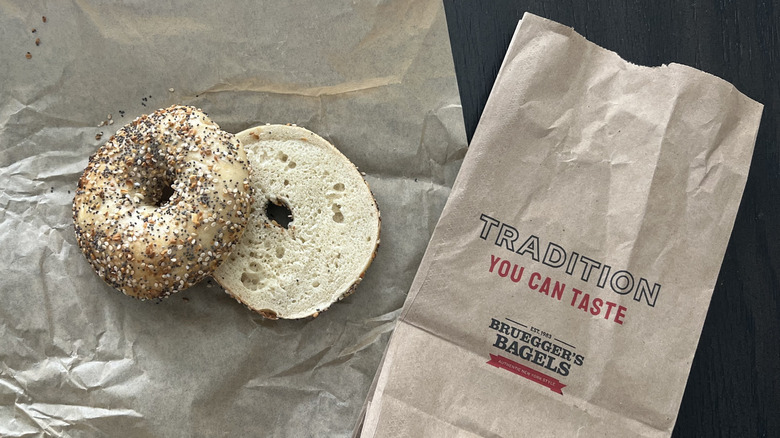 bagel displayed in wrapping