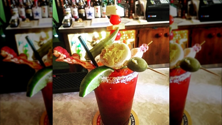 Tomato vodka cocktail on the bar at The Fireplace Lounge