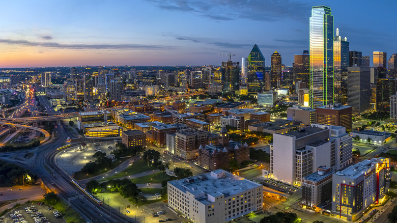 Dallas skyline in the evening