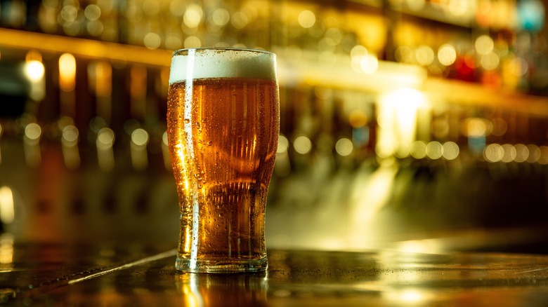 Beer pint at a bar