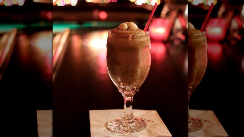 Frozen espresso martini on napkin at Mike's Gemini Twin Lounge