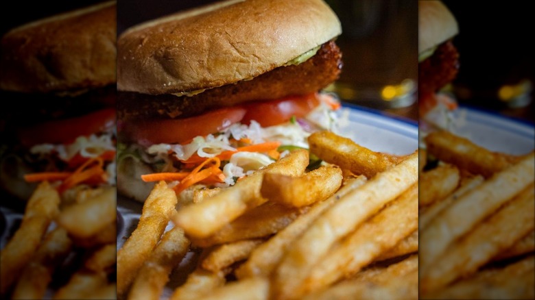 Red Snapper sandwich and fries at Max Gill & Grill