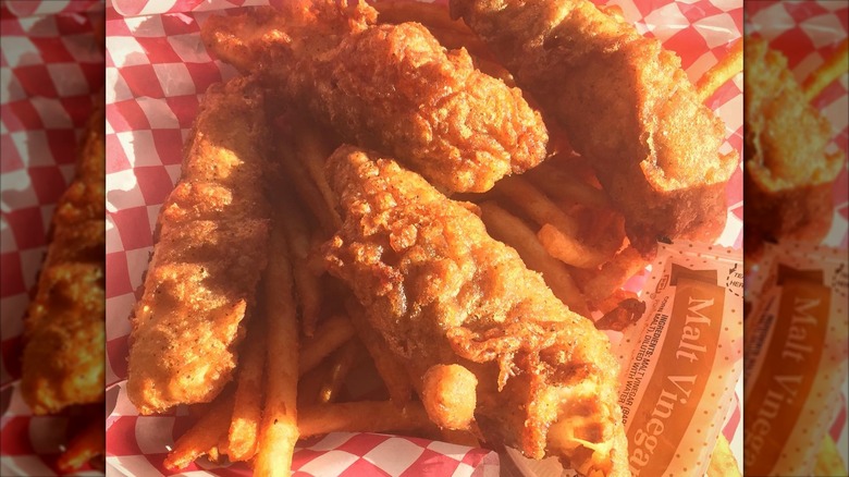 Fish and chips on paper