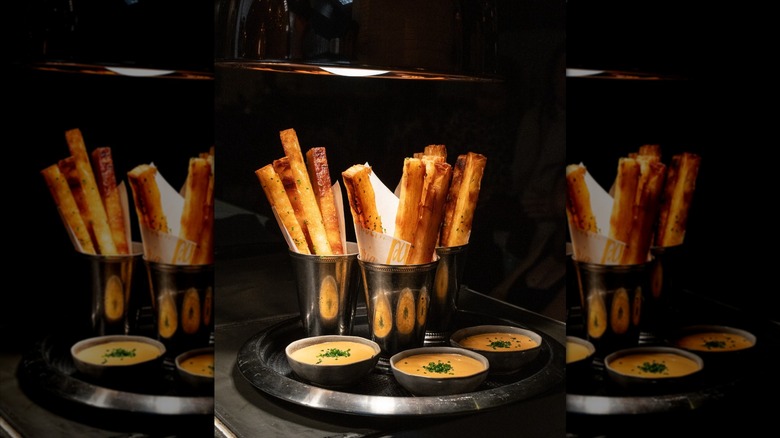 Bravas Potatoes in metal cups at Anima