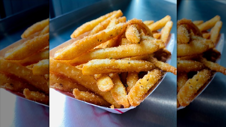 Close-up of crispy fries at Loops