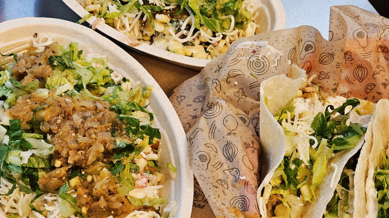 Chipotle menu items on table