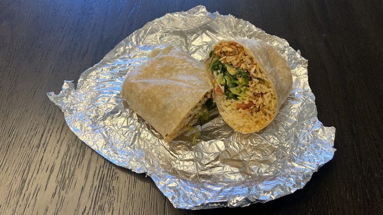 unwrapped burrito at Chipotle