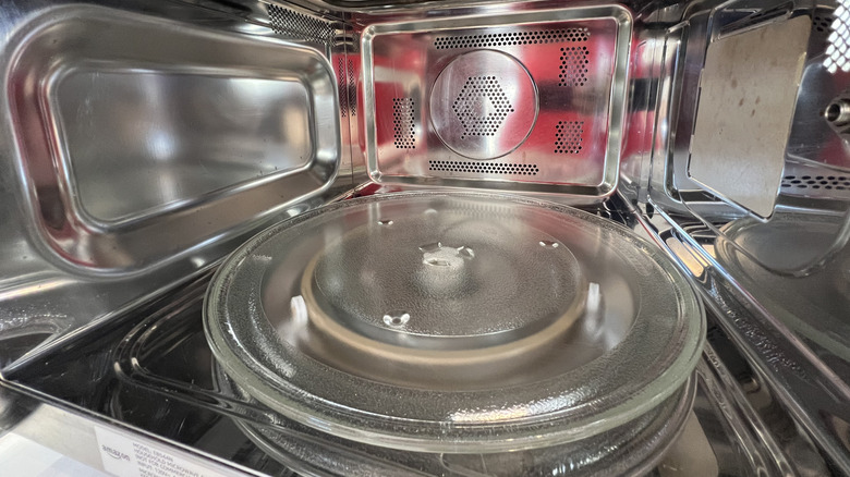 the interior of a microwave oven
