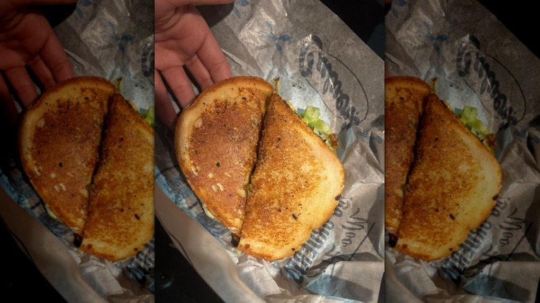 Culver's burger on sourdough on paper Culver's wrapper