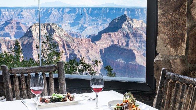 Table by the window at the Grand Canyon Lodge