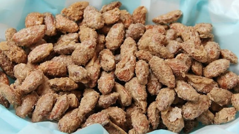Pile of maple-roasted almonds