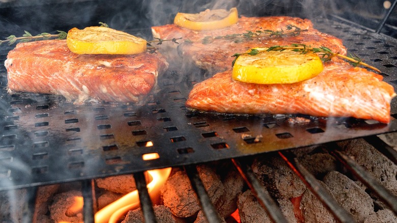 salmon filets on the grill