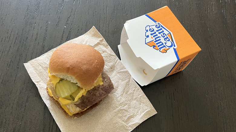 White Castle double cheese slider