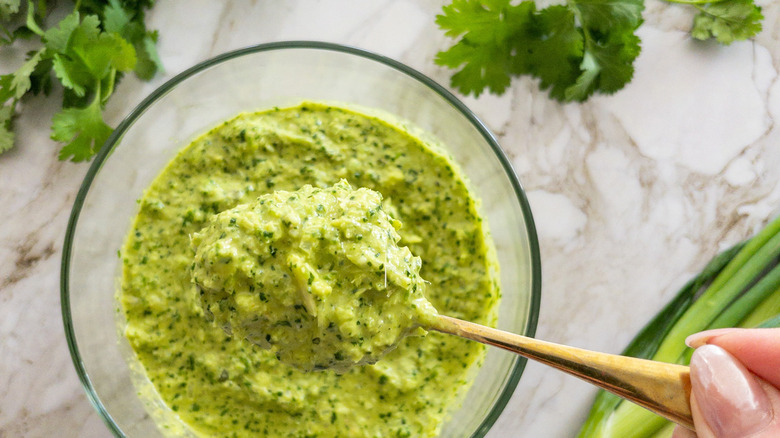 Green sauce with cilantro and herbs