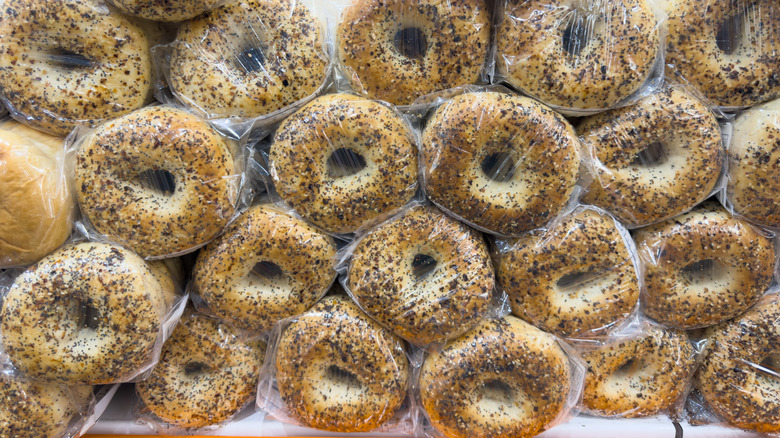 Costco packs of fresh bagels on table