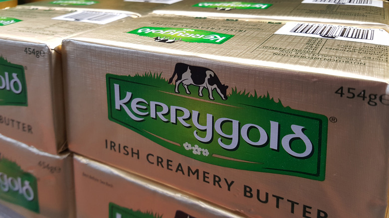 Close-up up Kerrygold butter on shelf 