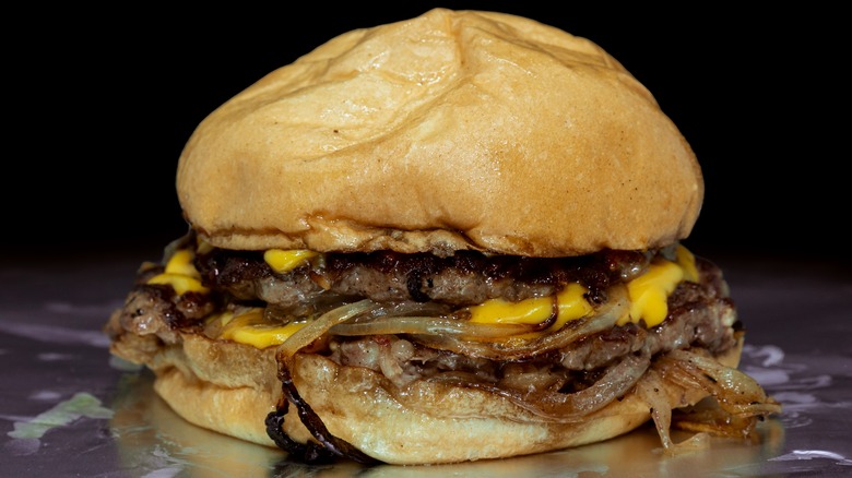 Oklahoma double fried onion cheeseburger