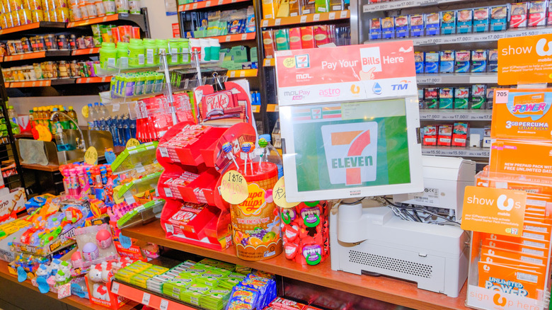 Stocked interior of a 7-Eleven store