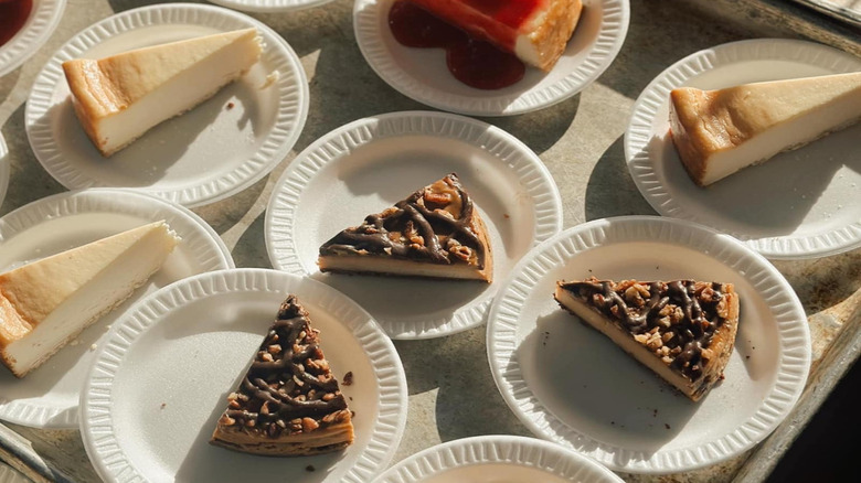 Plates of Eli's Cheesecake slices