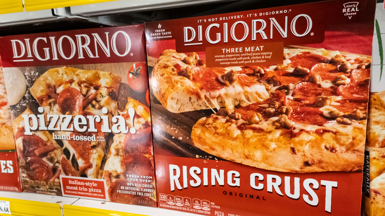 DiGiorno's rising crust on shelf.