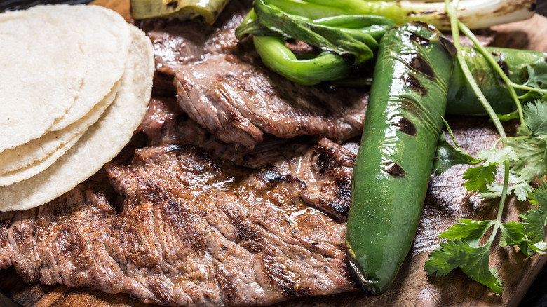 carne asada with peppers