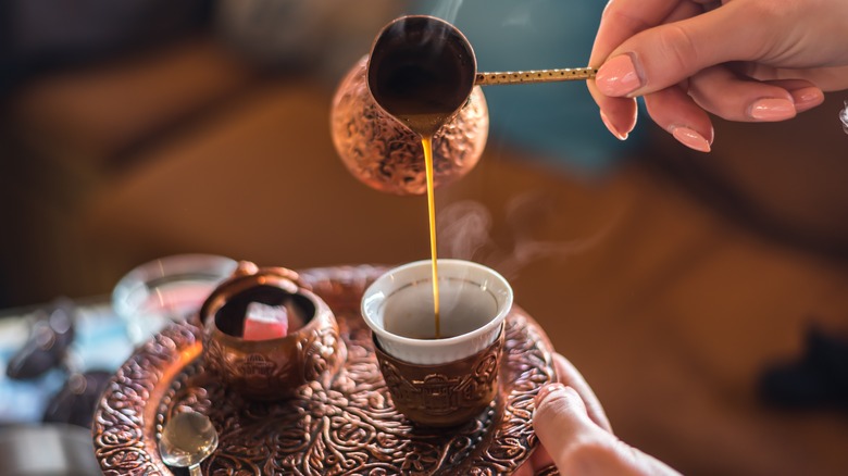 Turkish coffee being poured
