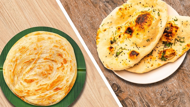 paratha and naan on plates