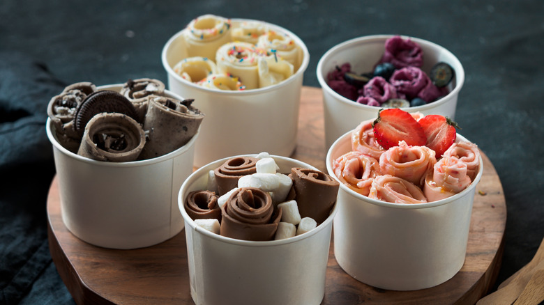cups of rolled ice cream