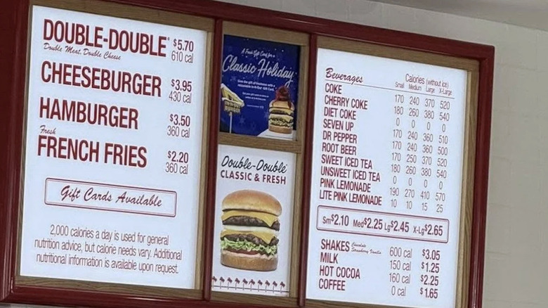 In-N-Out menu board Tennessee