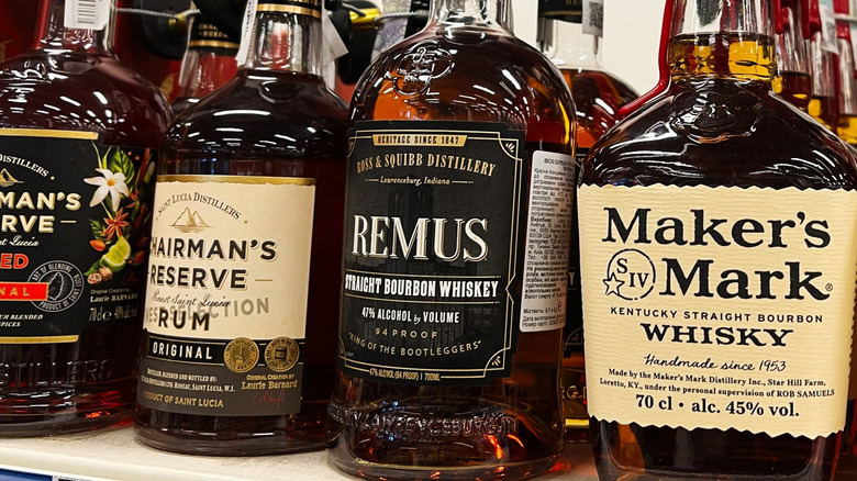bottle of Remus bourbon displayed