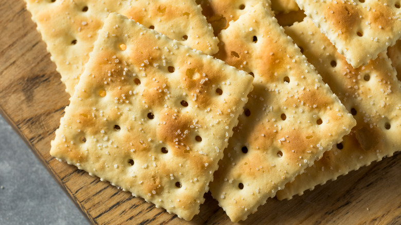 Close-up of Saltine crackers
